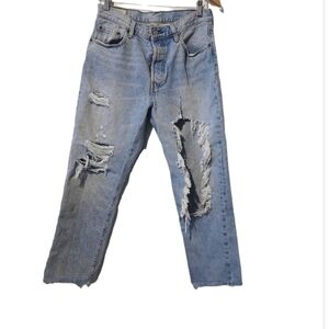 LEVI'S 501 ripped high waist boyfriend medium jeans
